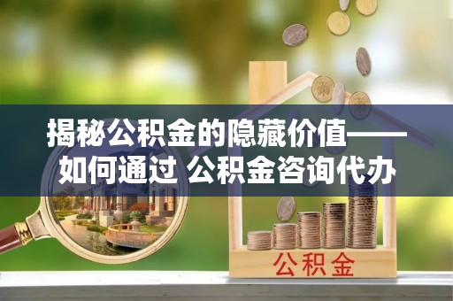 揭阳揭秘公积金的隐藏价值——如何通过 公积金咨询代办提取 优化财富管理